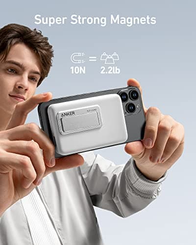 Anker 633 Magnetic Battery, 10,000mAh Wireless Portable Charger, 20W USB-C Power Bank with Stand, Magsafe-Compatible for iPhone 16/15/14 Series (White) 6