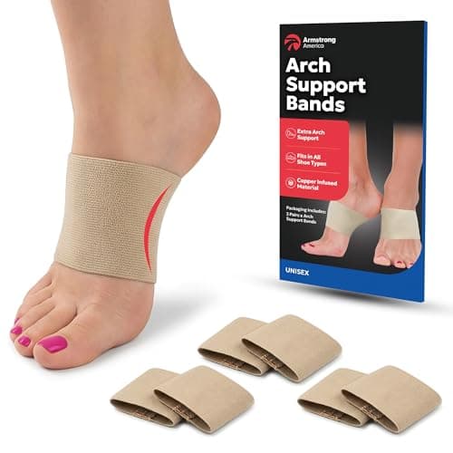 Arch Supports for Plantar Fasciitis Relief | Compression Sleeve Foot Brace For Heel Pain, Bone Spurs, Flat Feet, High Arches | Copper Infused Arch Support Bands for Women & Men Over Socks Fit Most