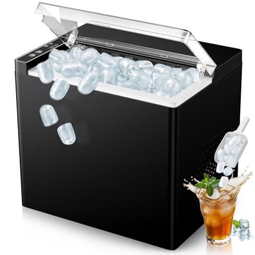 ORFLROA Ice Makers Countertop, 9 Ice Cubes in 6 Mins Portable Ice Maker, 2 Sizes of Bullet Ice (S/L) Small Ice Machine for Home Kitchen Camping (Charcoal)