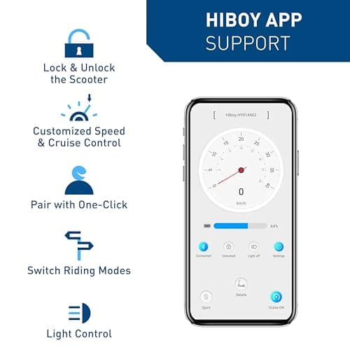 Hiboy S2 Electric Scooter with Phone Holder - 8.5" Solid Tires - Up to 17 Miles Long-Range & 19 MPH Portable Folding Commuting Scooter for Adults with Double Braking System and App (S2) 8