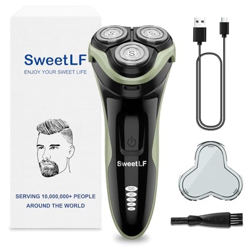 SweetLF Electric Razor for Men with Pop-Up Trimmer, IPX7 Waterproof Electric Shaver, Rechargeable Cordless Shavers for Men, Type-C, 120Mins Runtime, Plug & Play