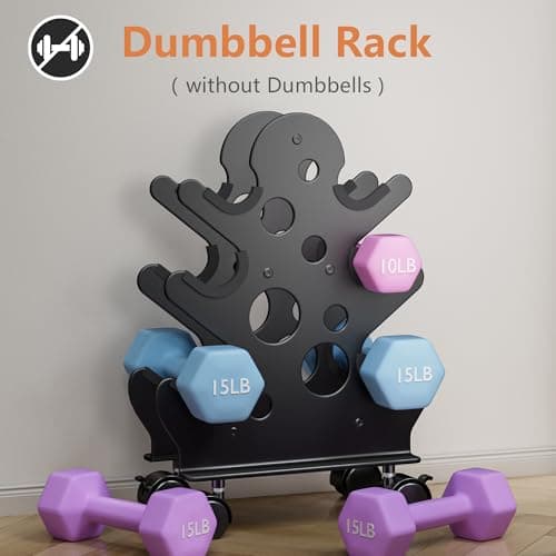 Chinpakden Dumbbell Rack Stand with Wheels(Dumbbells Not Included) - A-Frame Dumbbell Weight Rack, 3-Tiers Dumbbell Holder Weight Holder Space Saver for Home Gym.Black 6