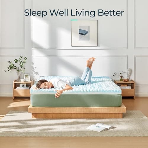 LINSY Living 7 Zones Twin Mattress Topper, 3 Inch Cooling Gel Infused Memory Foam, Soft Foam Mattress Topper Twin, Twin Size Bed Topper, CertiPUR-US Certified 6