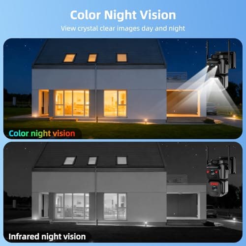 BEZOMIZ 4K Solar Security Cameras Wireless Outdoor, 5GHz/2.4GHz WiFi 360° PTZ Cameras for Home Security with Dual Lens, 2 PIR Motion Detection, Siren, Color Night Vision, 2-Way Talk, IP66 8