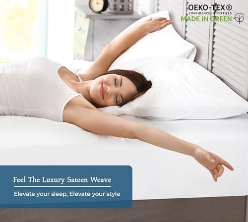 Royale Linens 400 Thread Count 100% American Grown Cotton Fitted Sheet King Size - All Around Elastic Fitted Sheet - Luxury Sateen Weave - Snug Fit Bottom Sheet Fit Up to 16" (King, Signature White) 7