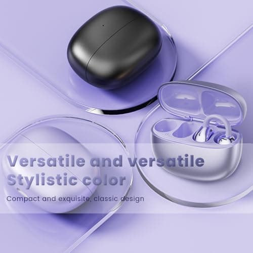 Open Ear Clip Headphones, Wireless Earbuds Bluetooth 5.4 The Over Ear Buds Earphones Built-in Mic with Ear Hooks, 36H Playtime,for iOS and Android (Purple) 6