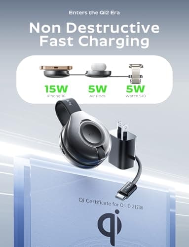 LISEN 25W QI2 Magsafe Charger Stand Cube, 3 in 1 Charging Station Apple, MagGo Travel Charger for Multiple Devices for iPhone AirPods Apple Watch (30W Charger Included) (Black) 9