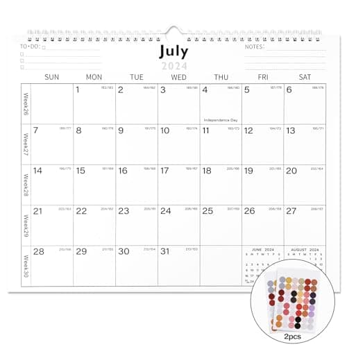 Calendar 2023-2024 - 18 Monthly Wall Calendar 2023-2024 from July 2023 to December 2024, 11 x 8.5 Inches.Thick Paper with Julian Dates and Block for New Year and Christmas Presents (2024-2025 wall calendar simplicity)