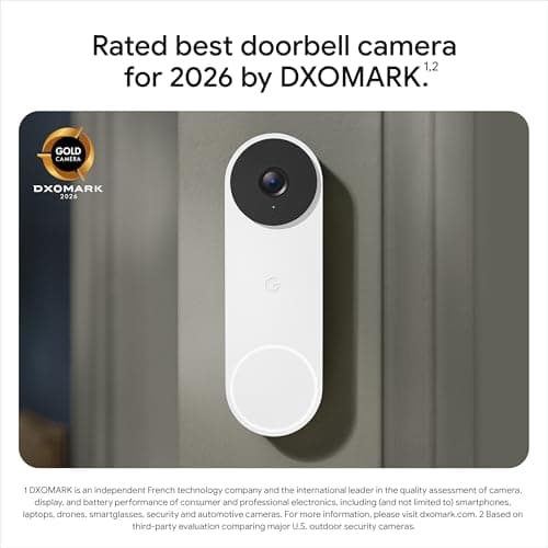 Google Nest Doorbell (Wired, 3rd Gen) - 2K Video and Gemini, Live View, Night Vision, 2-Way Audio - Works with Google Home - 2025 Model - Hazel 15