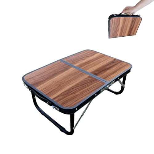 Ultralight Compact Mini Camping Table, Folding Side Low Table for Camp, Portable Table for Picnic,Travel, Beach - Lightweight Foldable Design, Ideal for Sitting on the Floor (Wooden color)