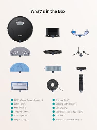 Airzeen Robot Vacuum Cleaner with 4500Pa Strong Suction, 3 in 1 Robot Vacuum and Mop, Carpet Auto-Boost, Self-Charging, 2.9”Slim Design, Remote/App/Alexa Control, Ideal for Pet Hair/Carpet/Hard Floor 7