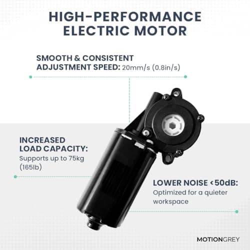 MOTIONGREY - Electric Motor Height Adjustable Standing Desk, Ergonomic Stand Up Desk, Adjustable Computer Sit Stand Desk Stand (Black + Black, 55 Inch) 6