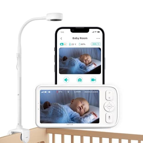NETVUE Upgraded Baby Camera Monitor Video - 5000mAh Baby Monitor with Camera and Audio, 5" Display, 4 in 1 Bracket Meets The Needs in All Scenarios, Smart Phone App, Cry Detection