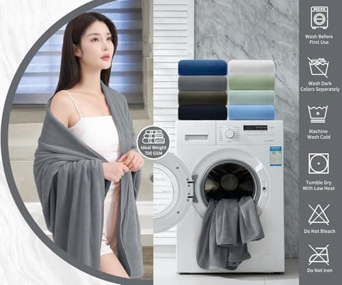 MAGGEA Extra Large Bath Sheet 4 Piece (35"x70")-Ultra Soft Oversized Bath Towel,Bath Sheet Towel Set for Bathroom Hotel,Highly Absorbent Quick Dry Shower Towel Set for Adults,Bath Towel Dark Grey 6