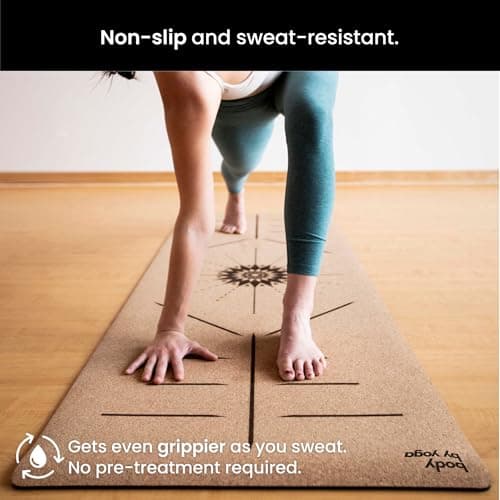 Luxury Cork Yoga Mat - Non Slip, Extra Thick Grip. Thicker, Longer, and Wider for More Comfort and Support. Tough Enough For Hot Yoga. Natural, Non Toxic, and Eco Friendly. Optional Alignment Lines. 3