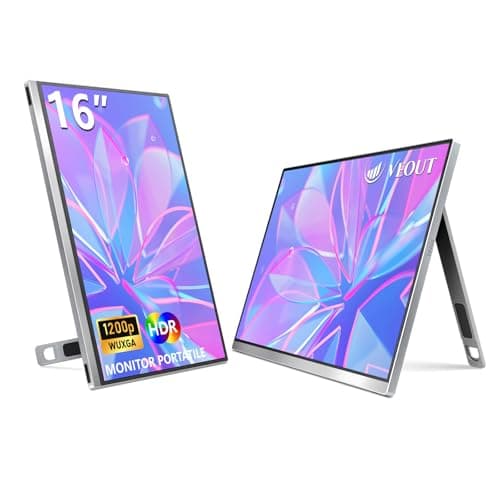 Veout External Second Screen for MacBook Pro (Silver), 1920x1200 IPS 16 inch Travel Monitor with Aluminum Metal Stand, Dual Type-C/Mini HDMI 16:10 Portable Display for iMac/Laptop/Mini PC