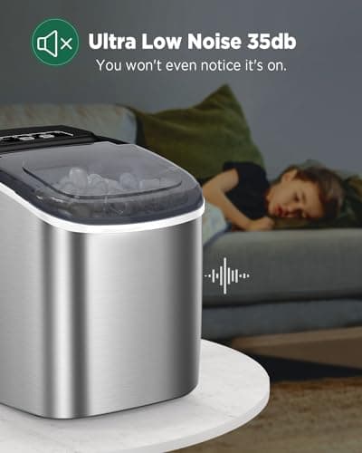Silonn Ice Makers Countertop, 9 Cubes Ready in 6 Mins, 26lbs in 24Hrs, Self-Cleaning Ice Machine with Ice Scoop and Basket, 2 Sizes of Bullet Ice 6