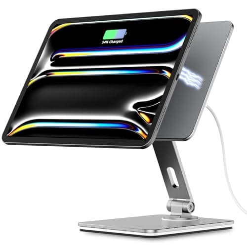 Magnetic Charging Stand for iPad Pro 11" / iPad Air 11" M2 M3, Foldable Aluminum Alloy Tablet Holder with Magnetic Charging Compatible with IPad Pro 11" 1st/2nd/3rd/4th Gen & i Pad Air 11" 4th/5th Gen