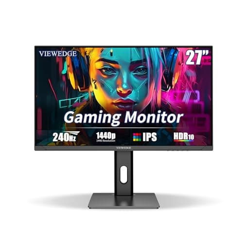 Viewedge Gaming Monitor 27 inch QHD (2560x1440p) 240Hz Computer Monitor, 1ms HDR10 IPS DisplayPort HDMI 2K Vertical Monitor, Wall Mountable Built-in Speakers 2