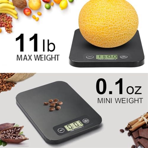 URAMAZ Food Scale with Nutritional Calculator, Digital Food Scales for Kitchen Scale Grams and Ounces, Smart Food Weight Scale for Weight Loss, 20 Nutrients Tracking, Diet, Calories, Meal Prep, 11lb 7