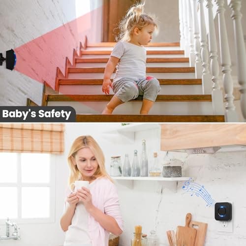 Wireless Motion Sensor LED Light - Motion Detector Alarm Chimes Door Sensor with 500 FT Range Security Alert Monitor System for Home, Business, Store, Office, School 5