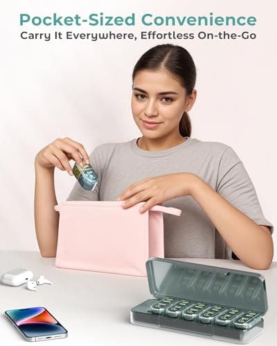 Pillex Pill Organizer 2 Times a Day, AM PM Pill Box 7 Day, Weekly Medicine Organizer with Large Capacity, Travel Pill Case for Medication, Vitamins, Fish Oils, Supplements (Easy to Use, Portable) 7
