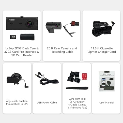 Dash Cam 3 Channel 4K with 5.8GHz WiFi GPS - 4K+1080P Dash Camera Front and Rear Inside,2.5K+1080P*2 Triple Car Camera 3.16"IPS, 32GB Card, 320°Wide Angle, IR Night Vision, G-Sensor, 24H Parking Mode 9