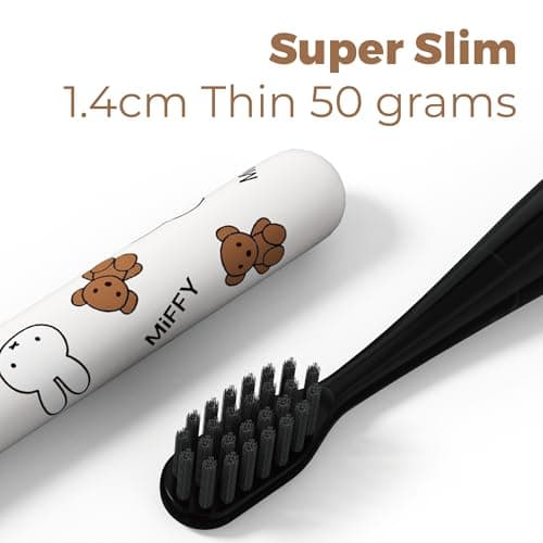 MIPOW Miffy BrushGo i4 Slim Electric Toothbrush Sonic Vibration Rechargeable Magnetic Travel Case & Ceramic Holder Dock 60Day Long Battery Soft Bristles 2Heads IPX7 Waterproof (Brown) 7