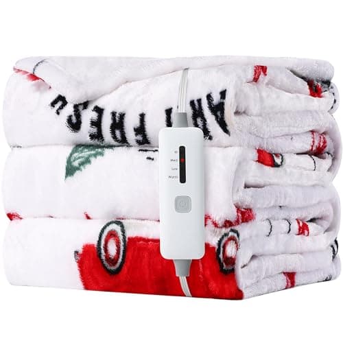 Electric Heated Throw 50”x60” Size with 4 Heating Levels &3 Hours Auto Off, Soft and Warm Flannel & Sherpa Fabric, Machine Washable - Cartoon