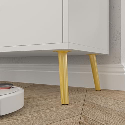 Hitow 6 Drawer Dresser for Bedroom，Modern Wide Double Dresser with Metal Legs, Home Office Storage Dresser, Chest of Drawers for Living Room, White (54" W x 15.6" D x 30.1" H) 7