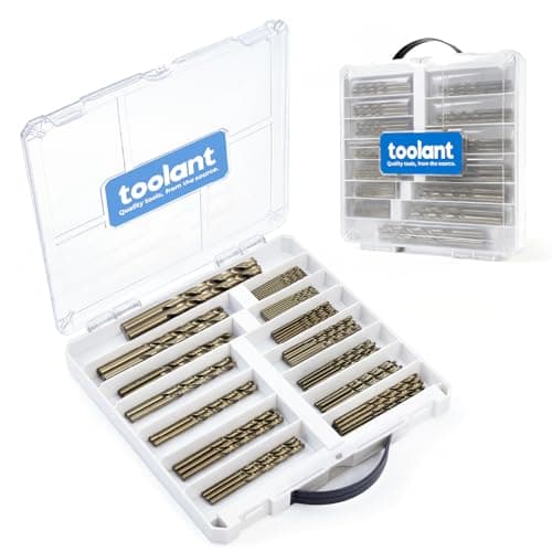 toolant 99Pcs Drill Bit Set,Cobalt Drill Bits Index for Hardened Metal,Stainless Steel,Plastics, Wood,Titanium Twist Jobber Drill Bits Bulk 1/16"-3/8", with Plastic Index Storage Case