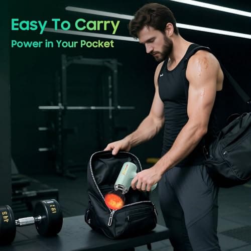 JOYSUWERUN Massage Gun with Heat – Amazing Power! Deep Tissue Percussion Massager, Handheld Mini Muscle Gun, 7 Massage Heads, Quiet & Portable 8