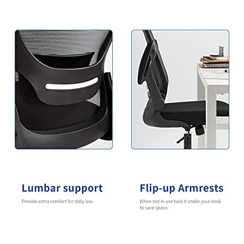 Home Office Chair Ergonomic Desk Chair Mesh Computer Chair Swivel Rolling Executive Task Chair with Lumbar Support Arms Mid Back Adjustable Chair for Men Adults, Black 7