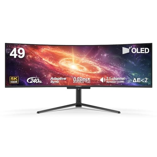 INNOCN 49" 49Q1S OLED Curved Gaming Monitor 5120 x 1440p 240Hz, 0.03ms, USB Type C 90W, HDMI 2.1, DisplayPort, USB Hub, Surrounding Speakers, Adaptive-Sync, Height Adjustable Stand, Black