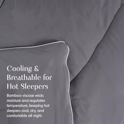Springtree Home Luxury Viscose from Bamboo Blanket & Comforter | Viscose from Bamboo Twin Size Blanket- 60" x 90" | Cooling Blanket & Comforter | Breathable & Lightweight | Twin - Titanium Grey 6