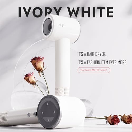 AINA Hair Dryer,Blow Dryer with Diffuser Brush Comb for Women - BLDC Hair Dryer - Brushless Motor, 110,000 RPM Lightweight,Ionic Travel, 3 Magnetic Attachments 110V/ALCI(Ivory White) 5