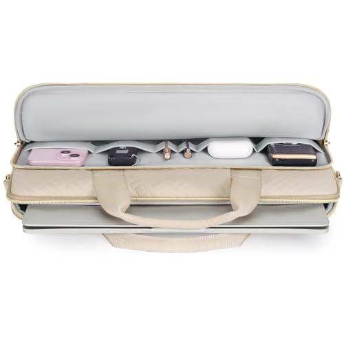 DOMISO 15.6 inch Laptop Case Sleeve Protective Cover Compatible with MacBook Pro 16 M4 M3 M2/Pro Max,15.6-16 inch HP Dell ASUS Lenovo Chromebook,Waterproof Computer Bag with Shoulder Strap,Beige 6