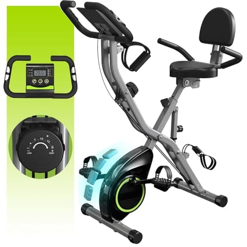 LINBOLUSA Indoor Exercise Bike for Seniors, 5 IN 1 Foldable Stationary Bike with 16-Level Magnetic Resistance and Tri-Position Ride, 300LBS Capacity, 5.5 LBS Flywheel, for Home Workout 817 Black 7