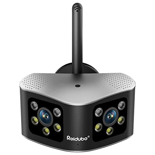 Reidubo 4K WiFi Security Cameras Outdoor with 165° Ultra-Wide Angle, Ultra-HD Dual Lens Cameras for Home Security, Two-Way Talk, Color Night Vision, IP66 Waterproof, Sound & Light Alarm