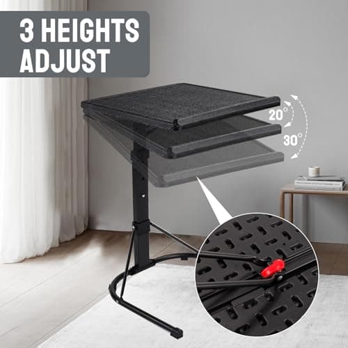 Gocamptoo Folding TV Tray Table, Multi-Functional Personal Activity Table, Adjustable Height TV Dinner Table, Space Saving 6