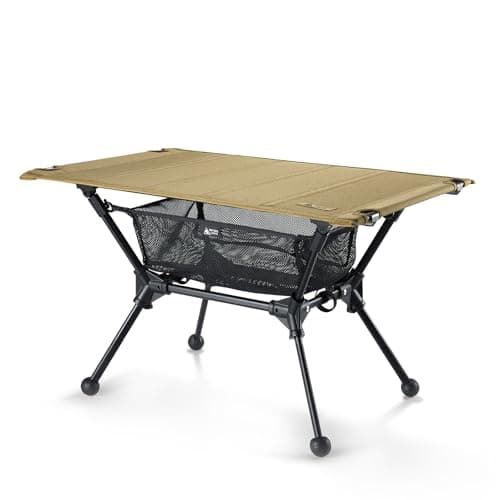 ONETIGRIS Dipper Camping Table, Lightweight Portable Folding Table with Mesh Storage Net, High/Low Options, Ideal for Camping, Hiking, Tailgating, Beach, Picnic, Travel, Backyard