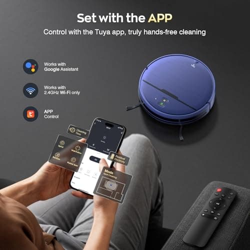 Robot Vacuum and Mop Combo, 2 in 1 Robotic Vacuums Cleaner with WiFi/App, Robot Vacuum with Water Tank, Strong Suction, Schedule, Self-Charging, Quiet, for Hard Floor, Pet Hair, Low Pile Carpet 6
