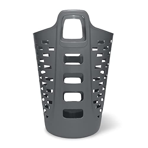 Clorox Flexible Laundry Basket - Tall Plastic Hamper for Clothes, Bedroom, and Storage - Portable Round Bin with Carry Handles, 2 Bushel, Grey 6