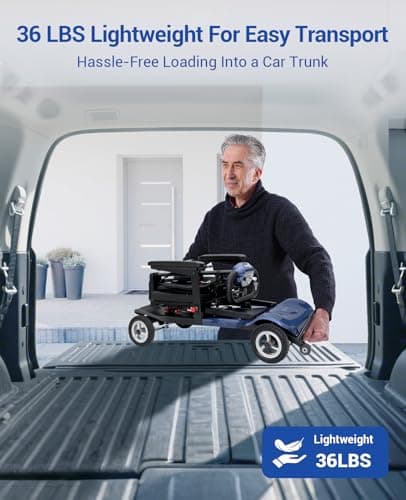 Mobility Scooters for Adults,Ultra Lightweight 36Lbs Folding Electric Powered Scooter for Senior 22 Miles Long Travel Range w/2 Lithium Batteries All Terrain Motorized Scooter Airline Approved 6