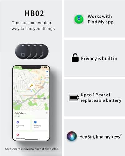 Air Tracker Tag, Bluetooth Tracker-4 Pack Works with Apple Find My (iOS Only), Smart Tags for Luggage, Keys, Backpack, IP67 Waterproof 7