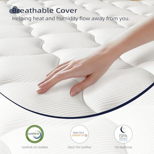 Queen Mattress 10 Inch - Hybrid Mattress Bed in a Box, Medium Firm Support, Pressure & Pain Relief for All Sleepers, CertiPUR-US Certified, Fiberglass-free, Reinforced Edge Support, Motion Isolation 5