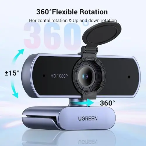 UGREEN Full HD 1080P Webcam with Microphone, 2 Noise-Canceling Mics, 85° Fov & Fixed Focus, Plug and Play, Auto Light Correction, Privacy Cover PC Camera for Zoom/Skype/Teams, Switch 2, Grey 5