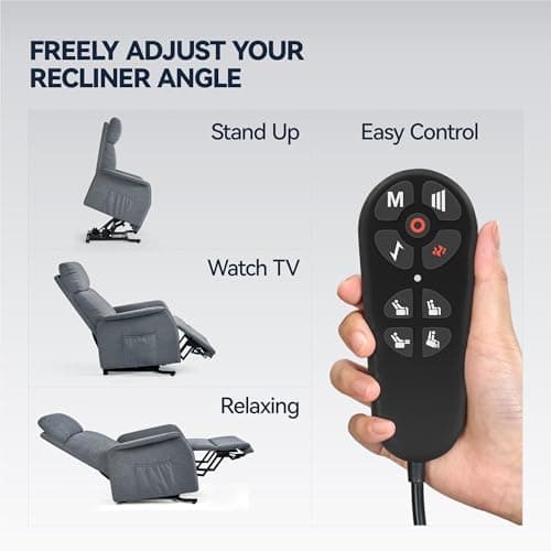 OKUP Dual Motor Power Lift Recliner Chair for Elderly with Heat and Massage, Spacious Recliner with Large Seat Tall Backrest, Quiet and Durable Lift Chair for Seniors (Dark Grey) 5