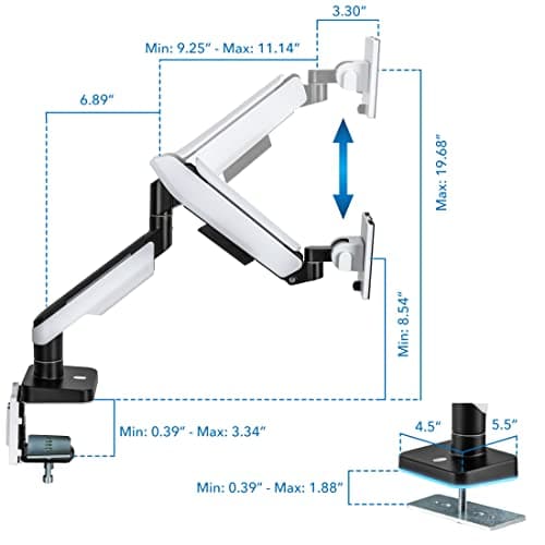 Mount-It! Heavy-Duty Ultrawide Monitor Arm up to 49”, 44 lb Capacity, Desk Mount for Curved & Widescreen Monitors, Compatible with Samsung Odyssey G9, Gas Spring, RGB Lighting, VESA 75x75 & 100x100 8