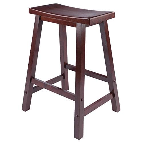 Winsome Satori Saddle Seat Counter Stool, for Kitchen, 24", Walnut